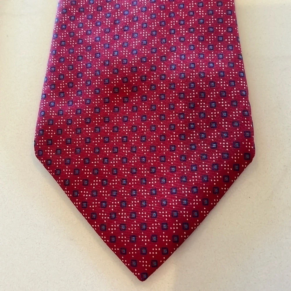Christian Dior Geometric Silk Necktie Red